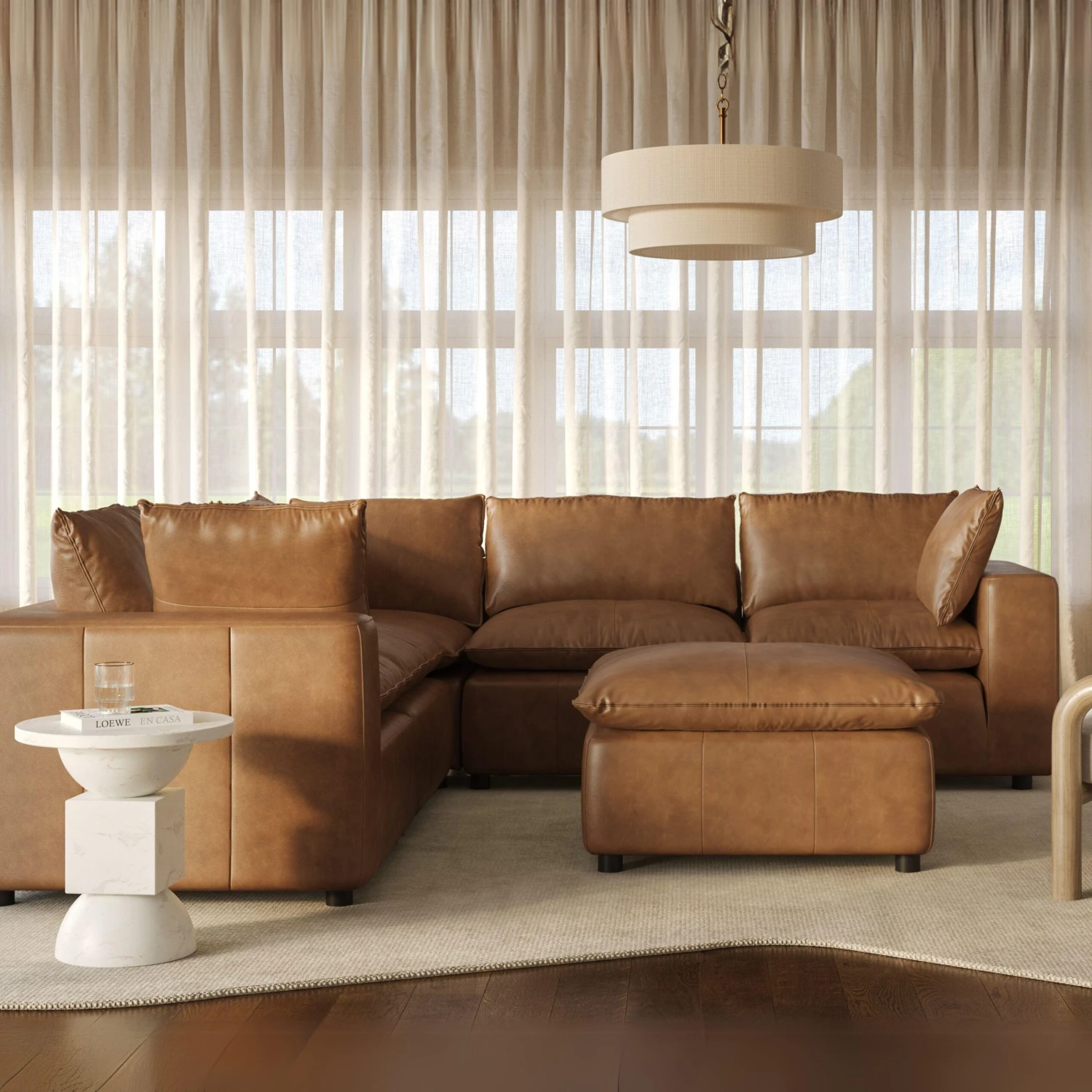 Cali Brown Leather Modular 5-Piece L-Sectional 2 Cali Brown Leather Modular 5-Piece L-Sectional - Image 2