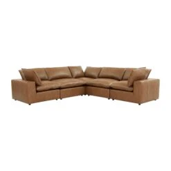 Cali Brown Leather Modular 5-Piece L-Sectional