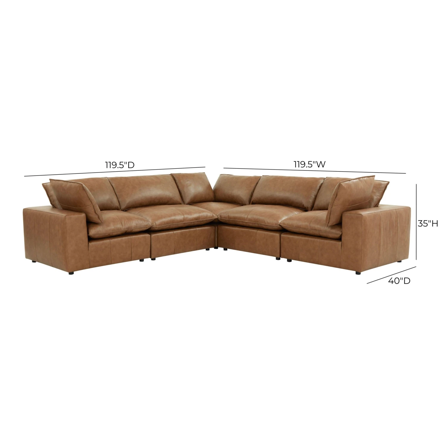 Cali Brown Leather Modular 5-Piece L-Sectional 7 Cali Brown Leather Modular 5-Piece L-Sectional - Image 7