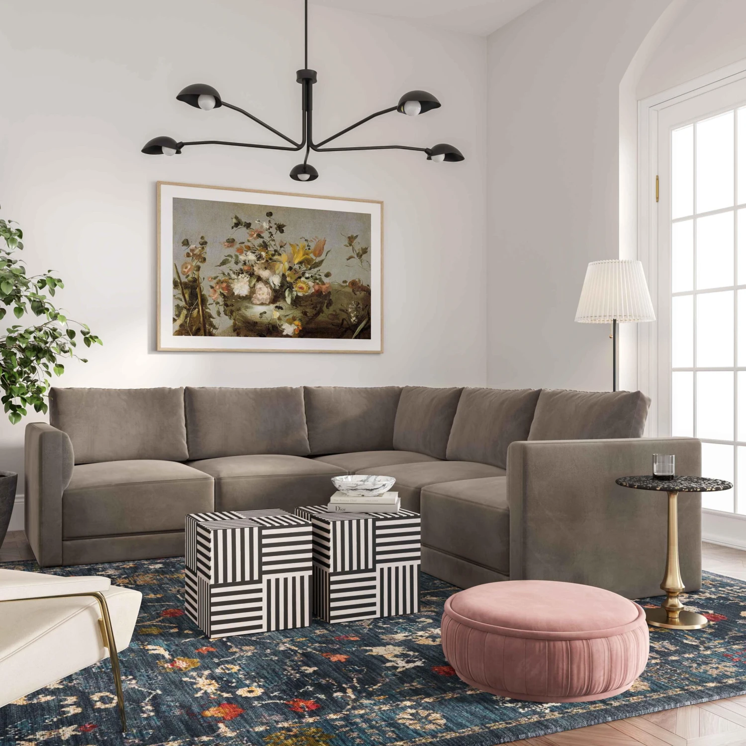 Willow Velvet Modular 5-Piece L Sectional 2 Willow Velvet Modular 5-Piece L Sectional - Image 2