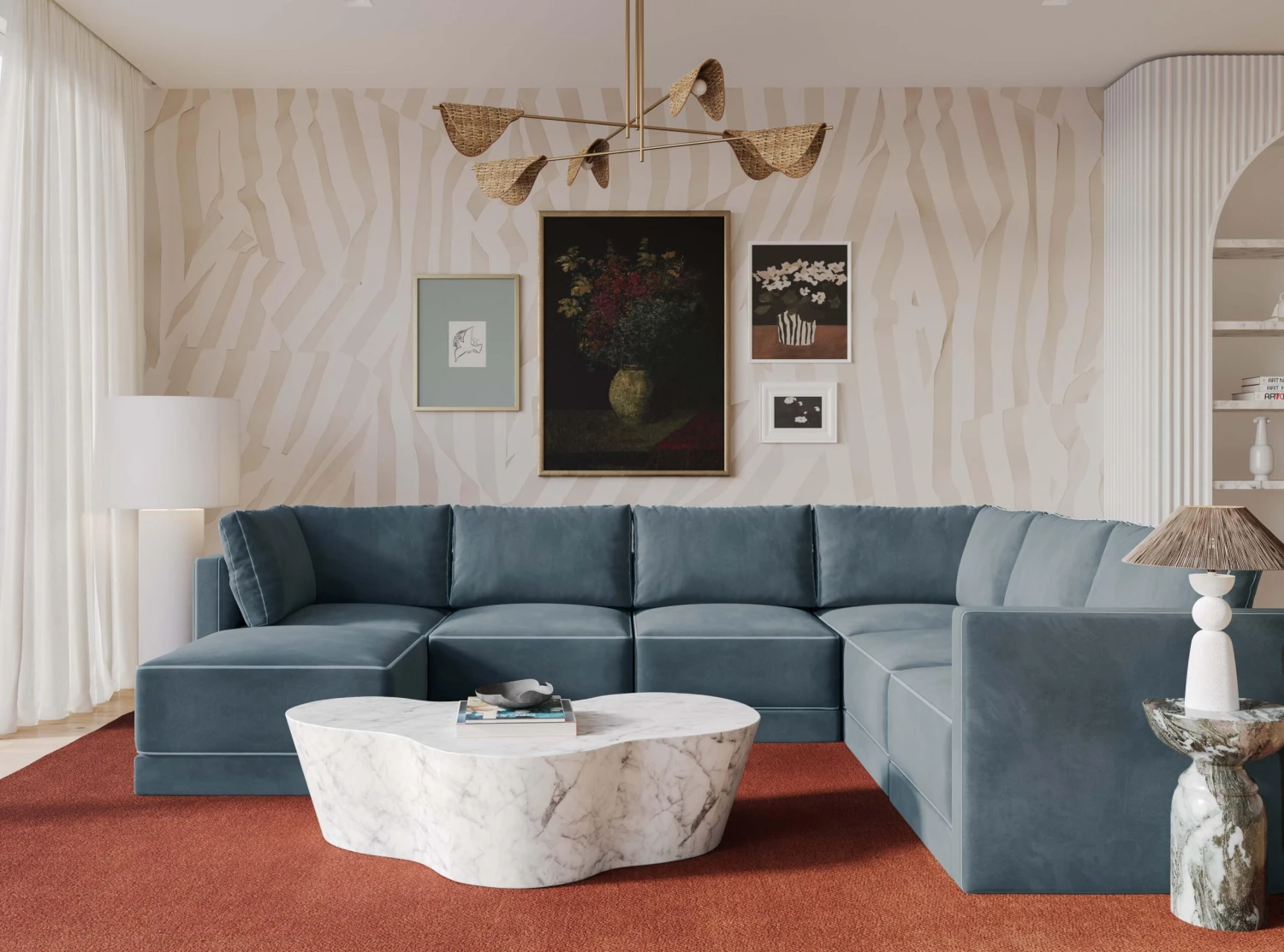 Willow Velvet Modular Large Chaise Sectional 7 Willow Velvet Modular Large Chaise Sectional - Image 7