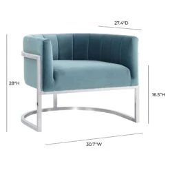 Magnolia Velvet Accent Chair With Silver Base -TOV Furniture Store TOV A147 D