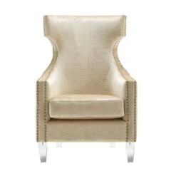 Gramercy Gold Croc Velvet Wing Chair 8 Gramercy Gold Croc Velvet Wing Chair -TOV Furniture Store TOV A76 2
