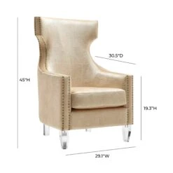 Gramercy Gold Croc Velvet Wing Chair 11 Gramercy Gold Croc Velvet Wing Chair -TOV Furniture Store TOV A76 D