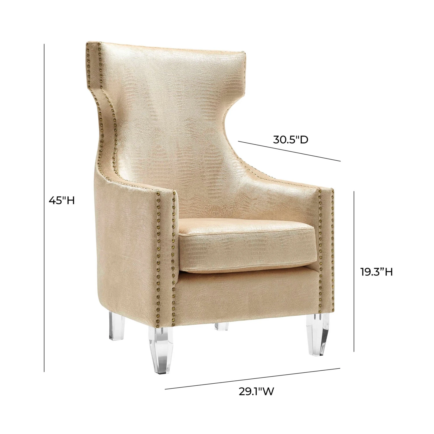 Gramercy Gold Croc Velvet Wing Chair 6 Gramercy Gold Croc Velvet Wing Chair - Image 6