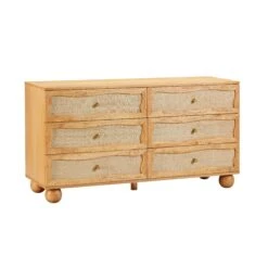 Grappa Natural Wood & Rattan Wavy Dresser