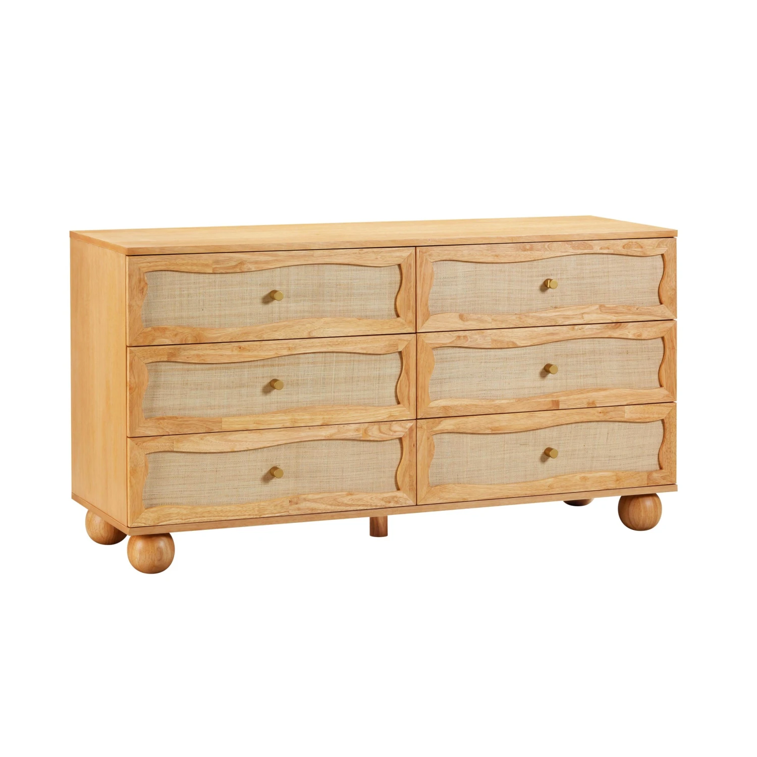 Grappa Natural Wood & Rattan Wavy Dresser 1 Grappa Natural Wood & Rattan Wavy Dresser