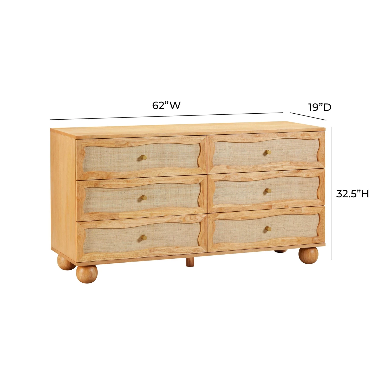 Grappa Natural Wood & Rattan Wavy Dresser 8 Grappa Natural Wood & Rattan Wavy Dresser - Image 8