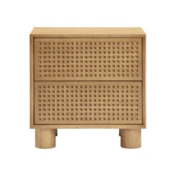 Miles Natural Wood 2-Drawer Nightstand -TOV Furniture Store TOV B54348 2