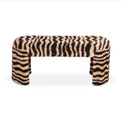 Zebra Brown Striped Tufted Bench -TOV Furniture Store TOV C18748.media .02