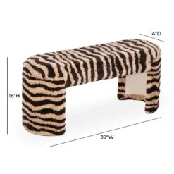 Zebra Brown Striped Tufted Bench -TOV Furniture Store TOV C18748.media .04