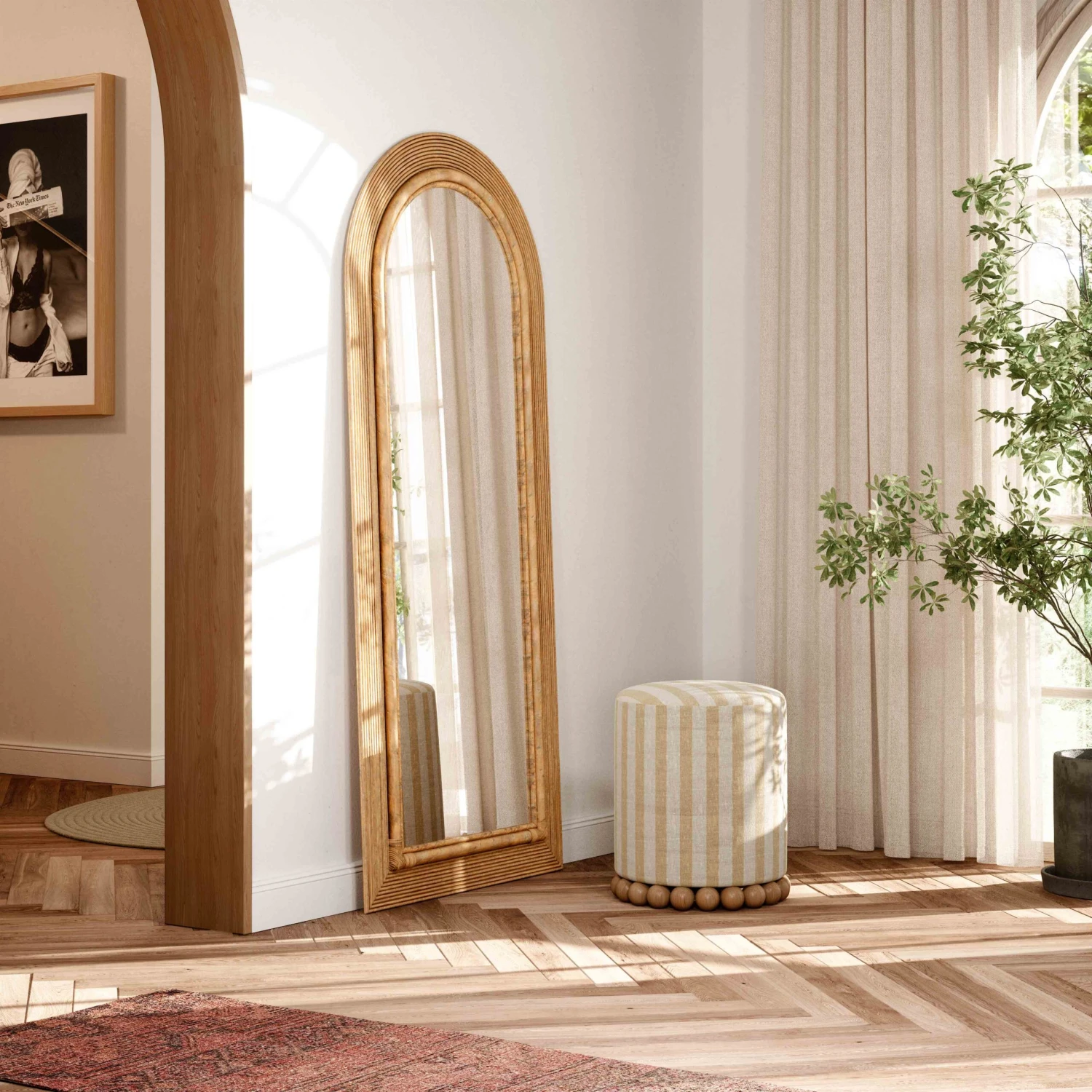 Tanya Rattan 70" Floor Mirror 2 Tanya Rattan 70" Floor Mirror - Image 2