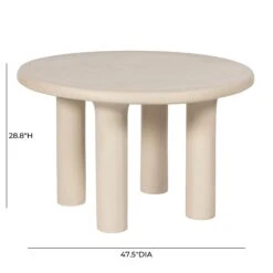 Barbara Cream Textured Indoor / Outdoor 47" Round Dining Table -TOV Furniture Store TOV D18646.media .06