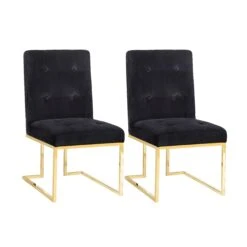 Akiko Black Velvet Chair - Set Of 2
