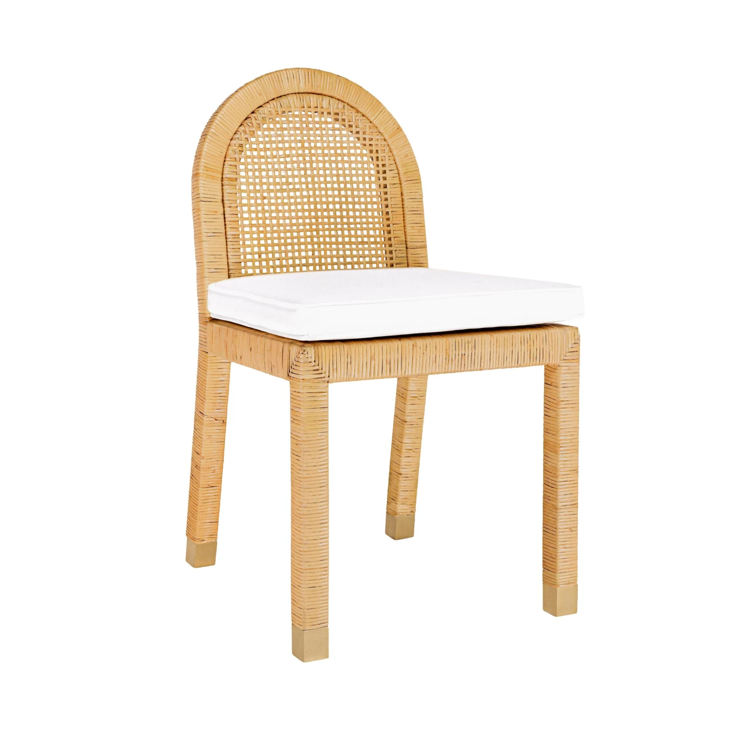 Amara Natural Rattan And Performance Fabric Arched Back Dining Chair 1 Amara Natural Rattan And Performance Fabric Arched Back Dining Chair