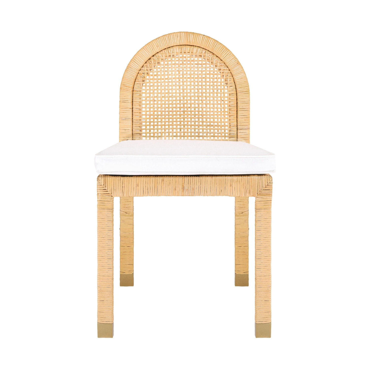 Amara Natural Rattan And Performance Fabric Arched Back Dining Chair 3 Amara Natural Rattan And Performance Fabric Arched Back Dining Chair - Image 3