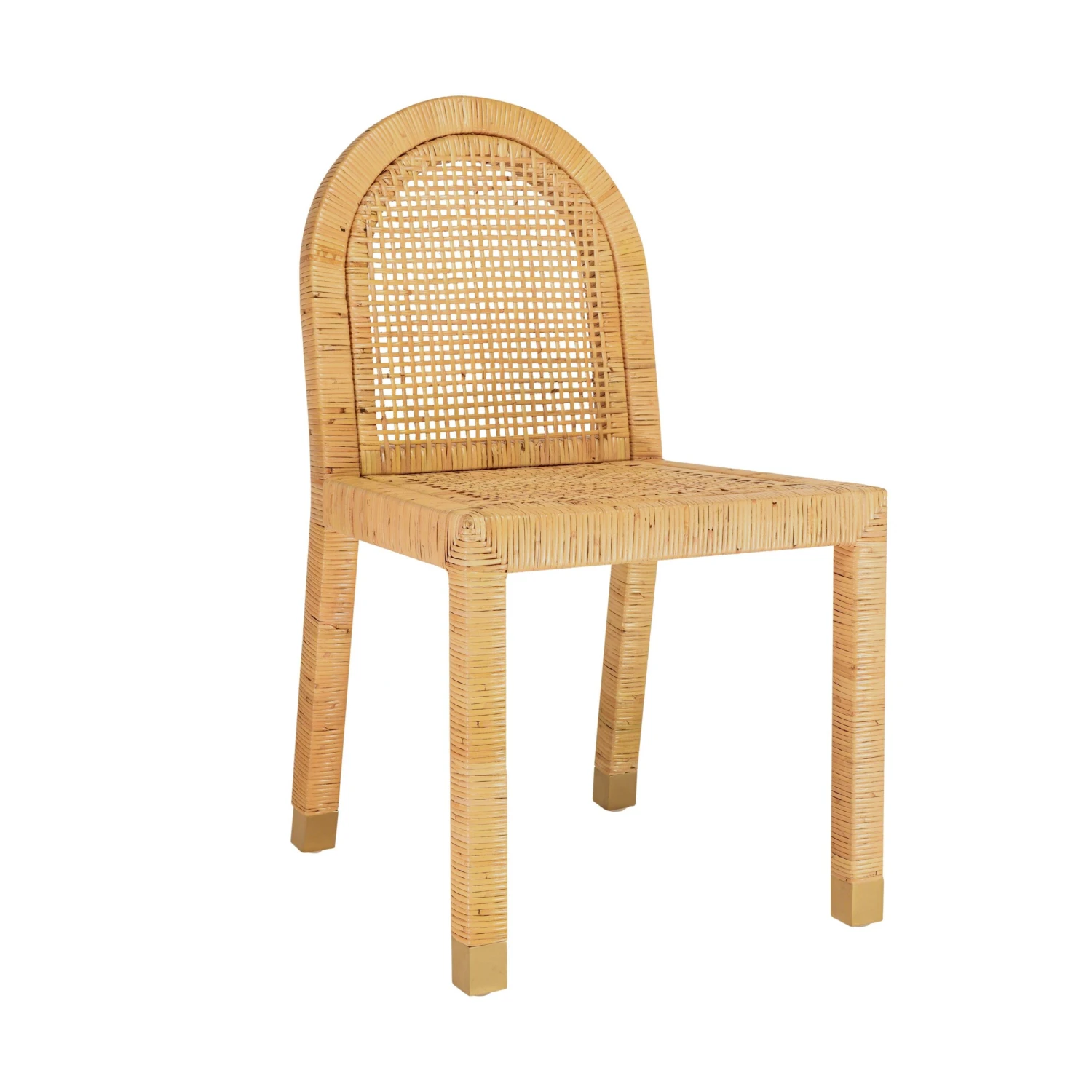 Amara Natural Rattan And Performance Fabric Arched Back Dining Chair 4 Amara Natural Rattan And Performance Fabric Arched Back Dining Chair - Image 4