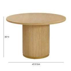 Chelsea Oak Wood 47" Round Dining Table 21 Chelsea Oak Wood 47" Round Dining Table -TOV Furniture Store TOV D44123 D