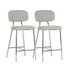 Ariana Grey Counter Stool With Silver Legs - Set Of 2