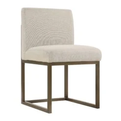 Haute Beige Linen Chair In Brass