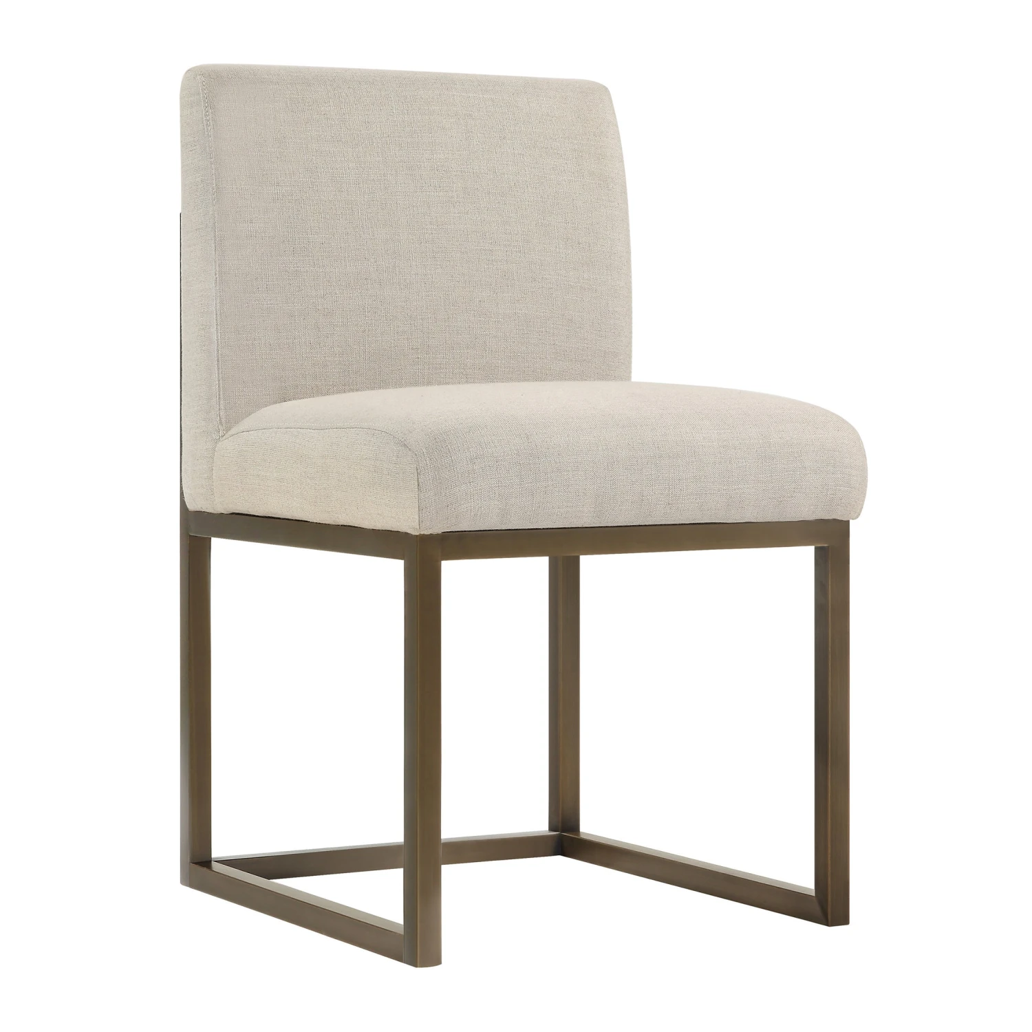 Haute Beige Linen Chair In Brass 1 Haute Beige Linen Chair In Brass