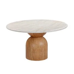 Cynthia Travertine Concrete Indoor / Outdoor 54" Round Dining Table -TOV Furniture Store TOV D54319.media .03