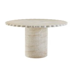 Blossom Washed Travertine Finish Indoor / Outdoor 54" Round Dining Table -TOV Furniture Store TOV D54349.media .02