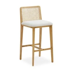 Gerri Performance Tweed And Rattan Counter Stool