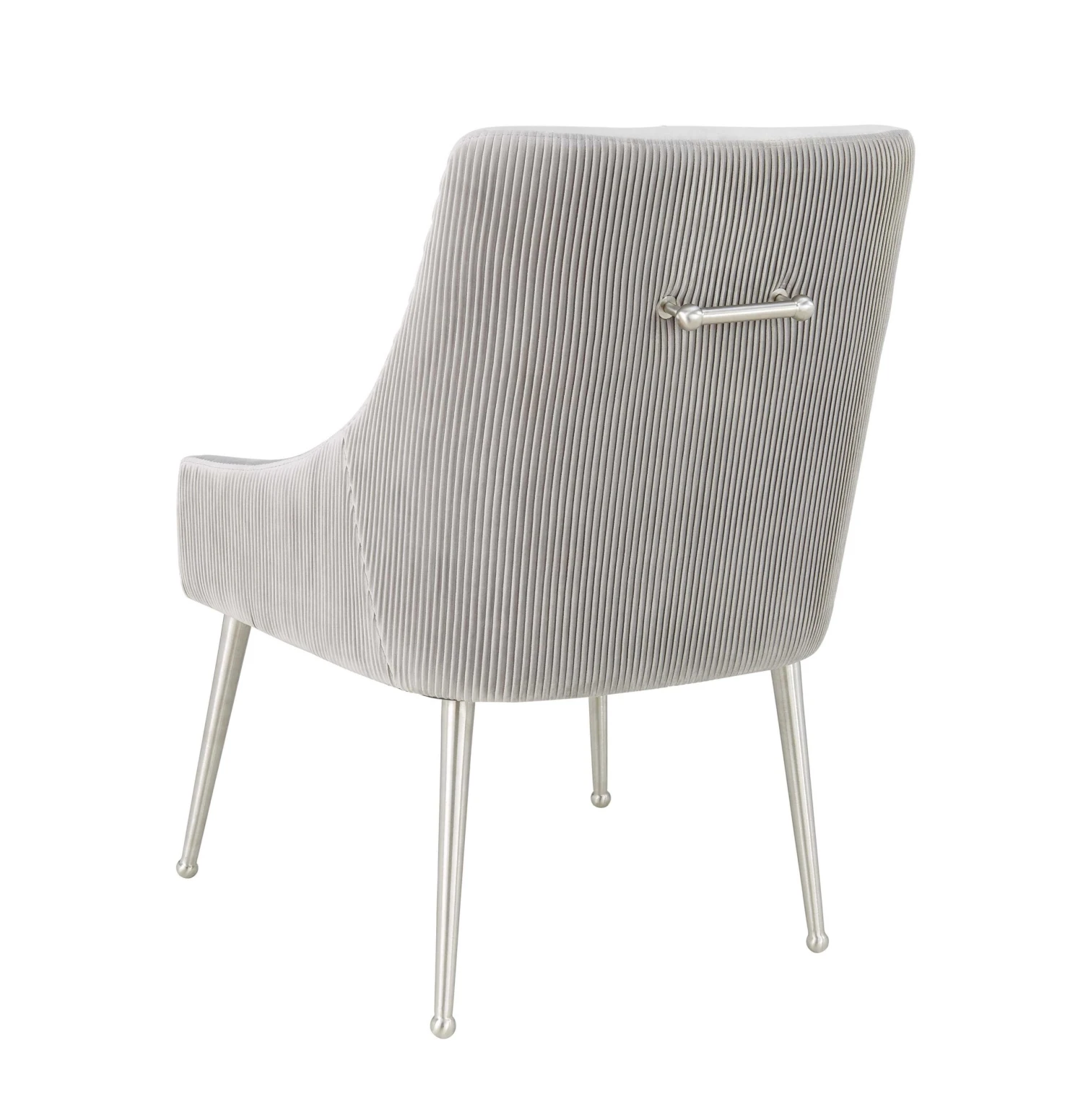 Beatrix Pleated Light Grey Velvet Side Chair - Silver Legs 5 Beatrix Pleated Light Grey Velvet Side Chair - Silver Legs - Image 5