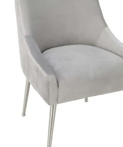 Beatrix Pleated Light Grey Velvet Side Chair - Silver Legs 13 Beatrix Pleated Light Grey Velvet Side Chair - Silver Legs -TOV Furniture Store TOV D6398.media .06