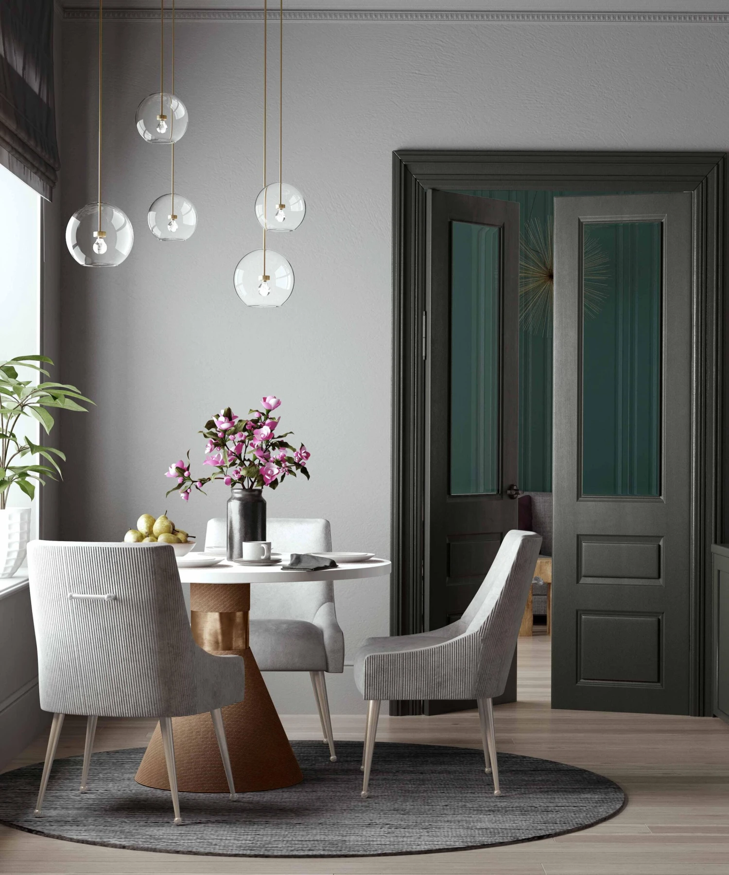 Beatrix Pleated Light Grey Velvet Side Chair - Silver Legs 7 Beatrix Pleated Light Grey Velvet Side Chair - Silver Legs - Image 7