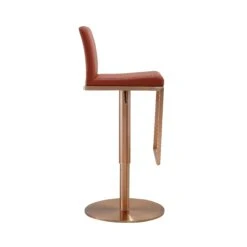 Sentinel Saddle Brown And Rose Gold Adjustable Stool -TOV Furniture Store TOV D68295.media .05