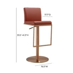 Sentinel Saddle Brown And Rose Gold Adjustable Stool -TOV Furniture Store TOV D68295.media .09