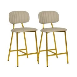 Ariana Nude Performance Vegan Leather Counter Stool - Set Of 2