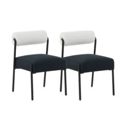 Jolene Cream And Black Performance Linen Dining Chair - Set Of 2