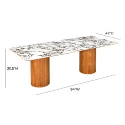 Tamara Marble Ceramic 94" Rectangular Dining Table -TOV Furniture Store TOV D68680.media .06