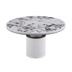 Vanessa White Marble Lacquer 53" Round Dining Table 8 Vanessa White Marble Lacquer 53" Round Dining Table -TOV Furniture Store TOV D68760.media .03