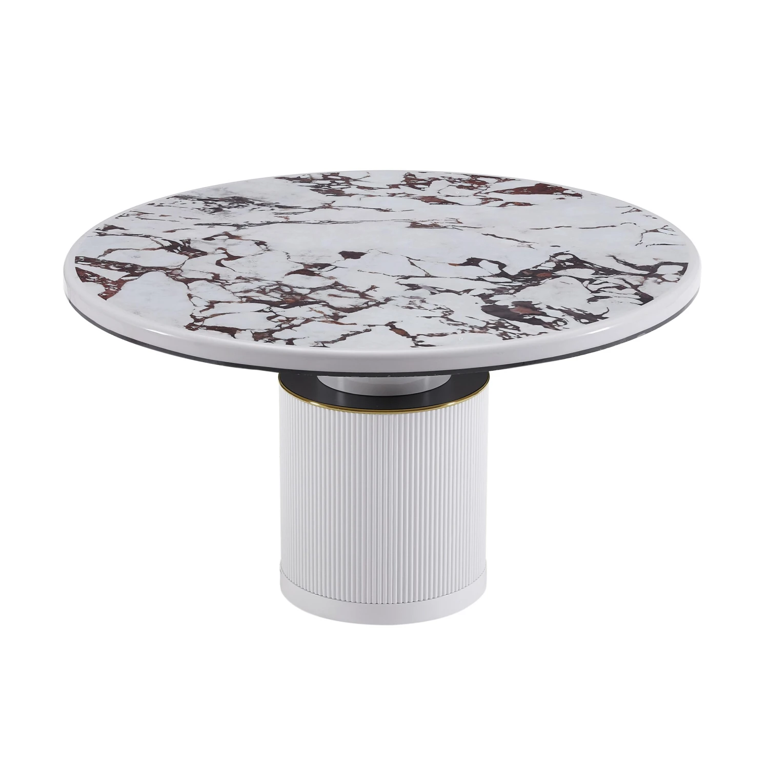 Vanessa White Marble Lacquer 53" Round Dining Table 3 Vanessa White Marble Lacquer 53" Round Dining Table - Image 3