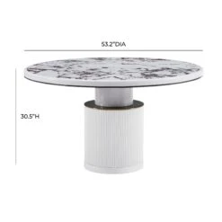 Vanessa White Marble Lacquer 53" Round Dining Table 11 Vanessa White Marble Lacquer 53" Round Dining Table -TOV Furniture Store TOV D68760.media .06