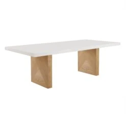 Madeline White Gloss And Natural Ash 92" Rectangular Dining Table