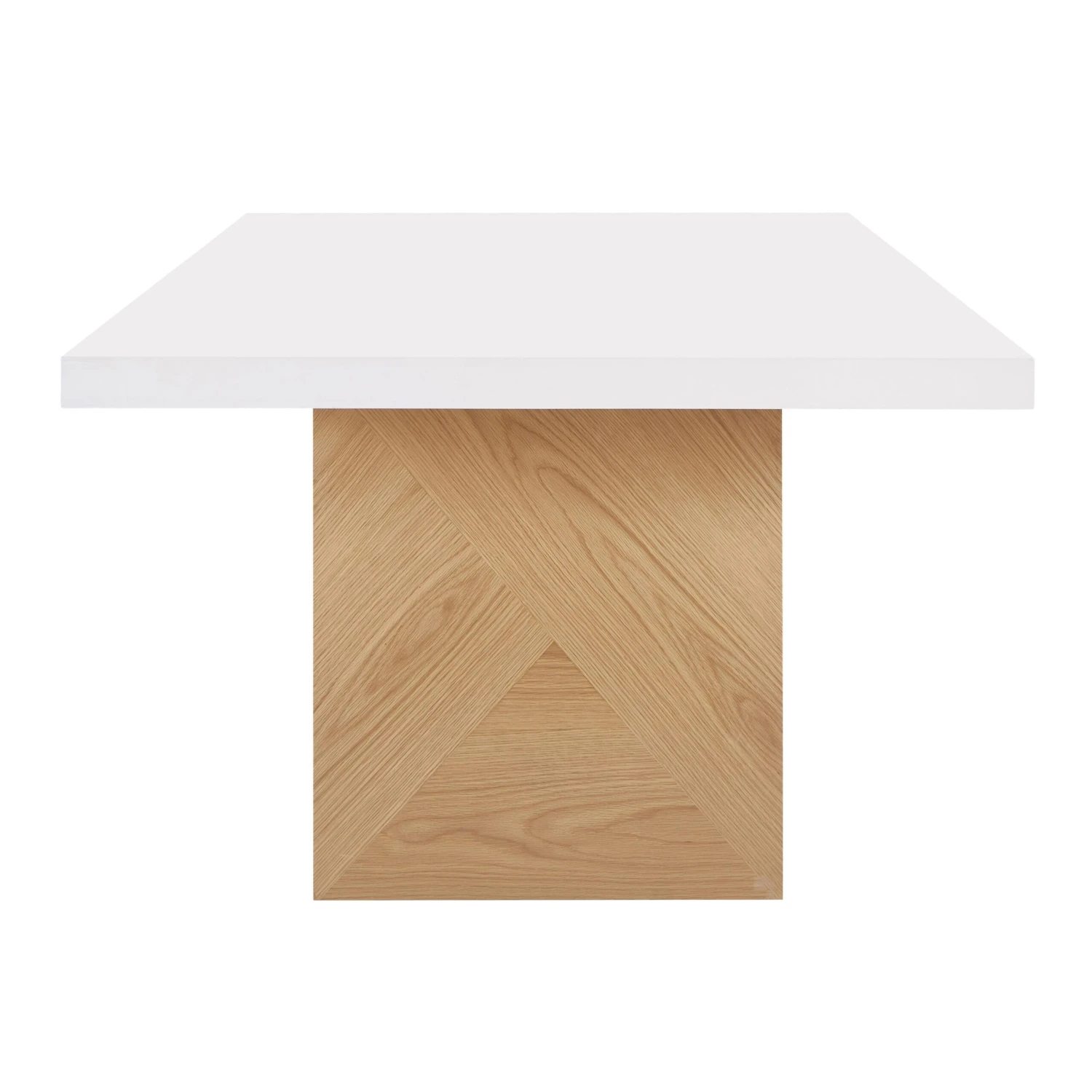 Madeline White Gloss And Natural Ash 92" Rectangular Dining Table 4 Madeline White Gloss And Natural Ash 92" Rectangular Dining Table - Image 4