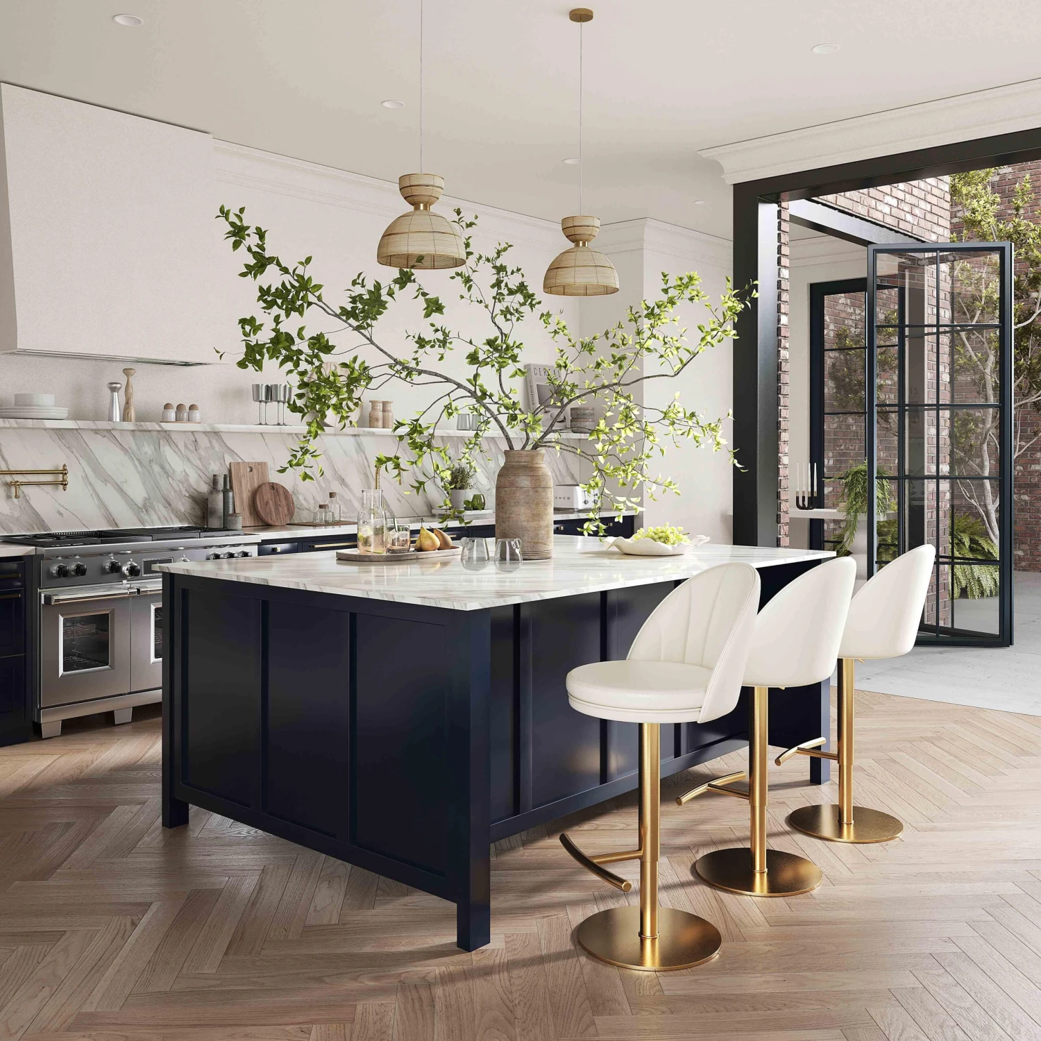 Venus Cream Performance Vegan Leather And Gold Adjustable Swivel Stool 2 Venus Cream Performance Vegan Leather And Gold Adjustable Swivel Stool - Image 2