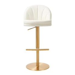 Venus Cream Performance Vegan Leather And Gold Adjustable Swivel Stool 9 Venus Cream Performance Vegan Leather And Gold Adjustable Swivel Stool -TOV Furniture Store TOV D68827.media .03