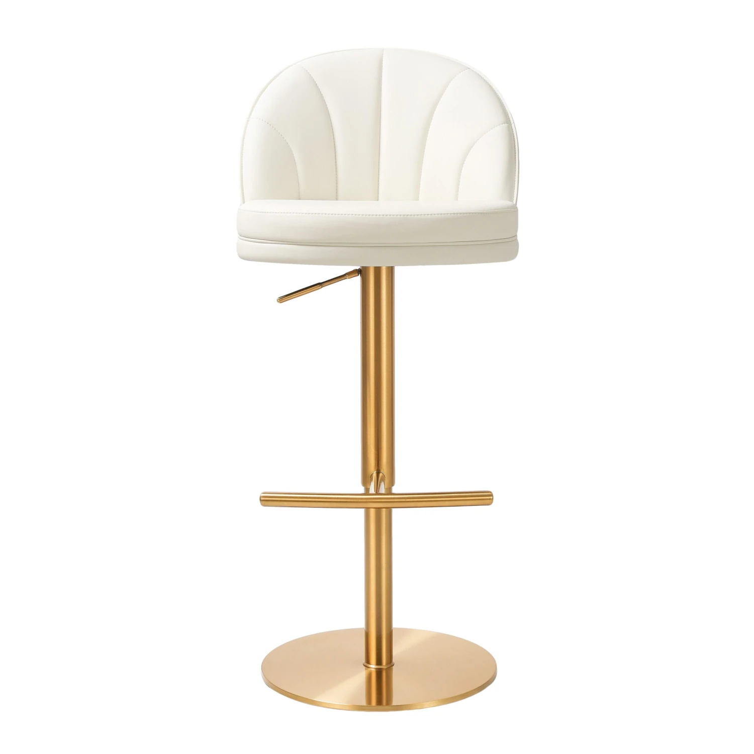 Venus Cream Performance Vegan Leather And Gold Adjustable Swivel Stool 3 Venus Cream Performance Vegan Leather And Gold Adjustable Swivel Stool - Image 3