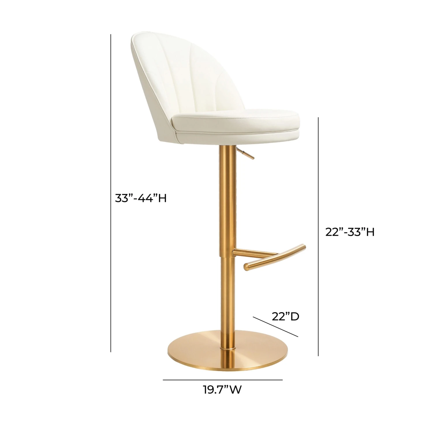 Venus Cream Performance Vegan Leather And Gold Adjustable Swivel Stool 7 Venus Cream Performance Vegan Leather And Gold Adjustable Swivel Stool - Image 7