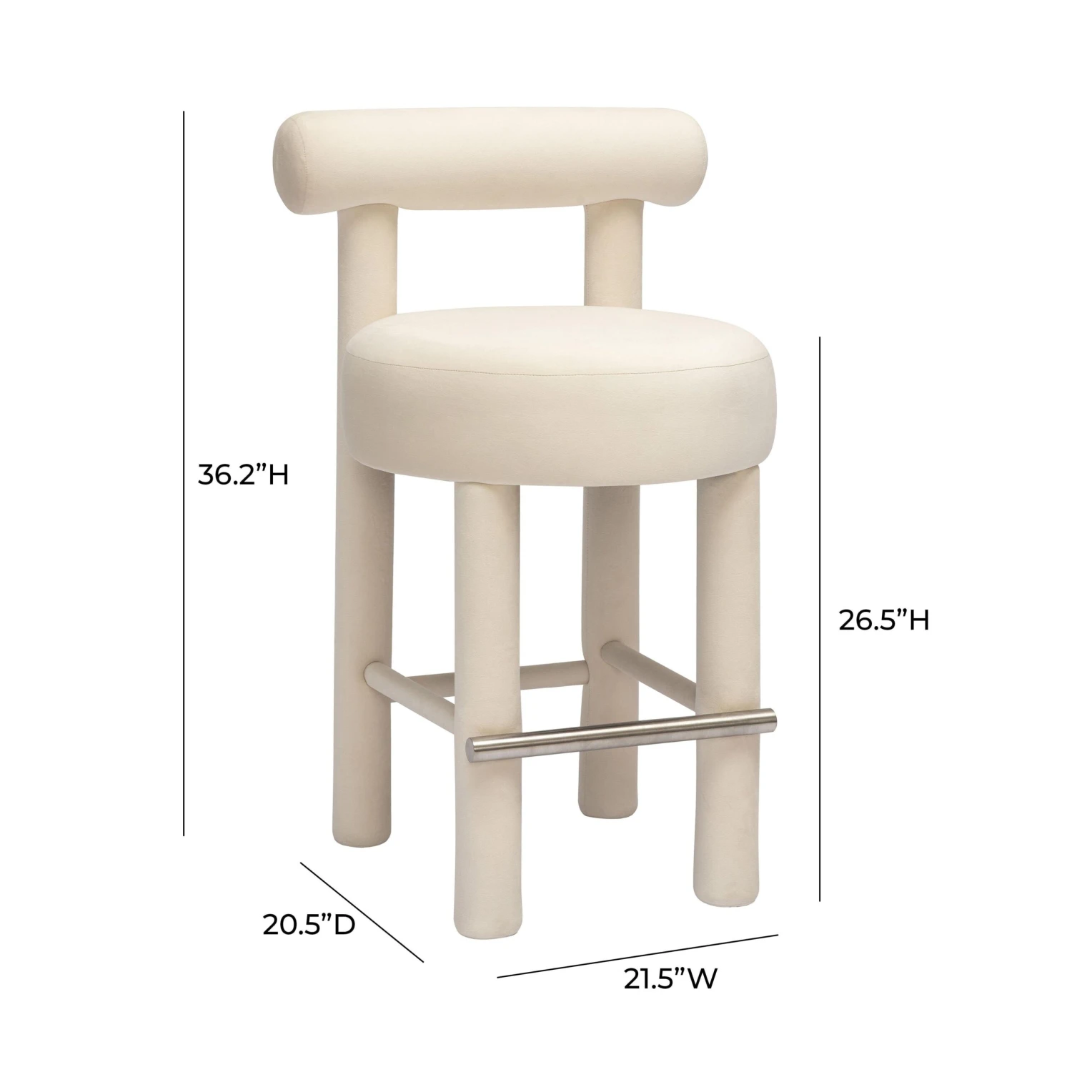 Carmel Cream Velvet Counter Stool 6 Carmel Cream Velvet Counter Stool - Image 6