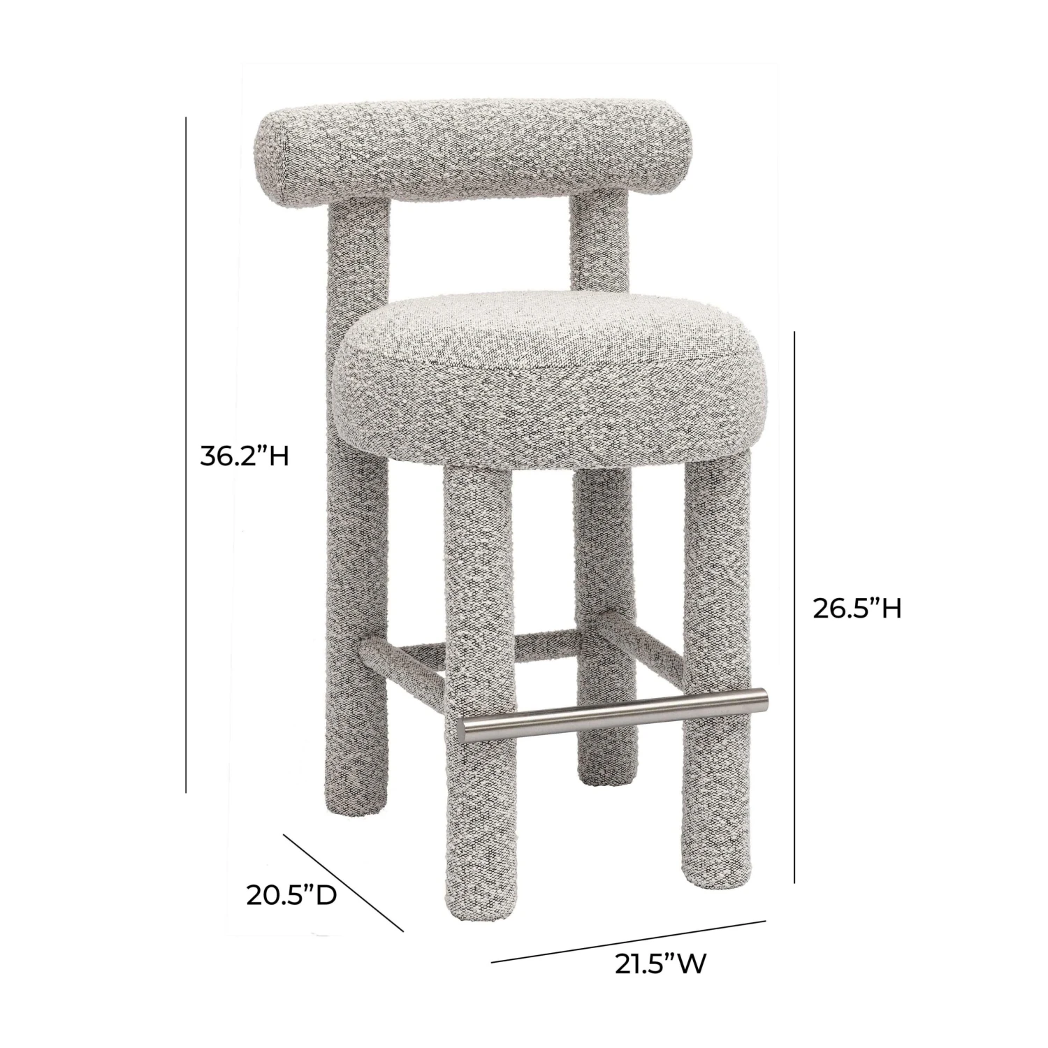 Carmel Black & White Performance Boucle Counter Stool 6 Carmel Black & White Performance Boucle Counter Stool - Image 6