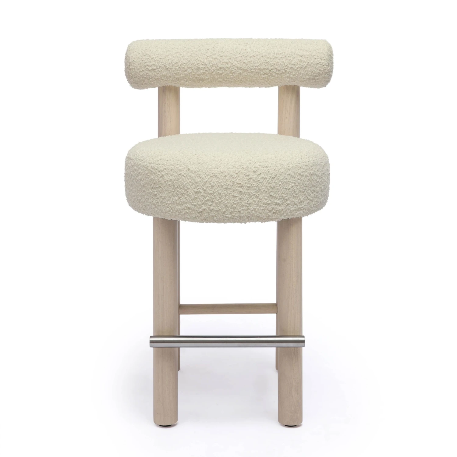 Carmel Cream Boucle And Solid Wood Counter Stool 3 Carmel Cream Boucle And Solid Wood Counter Stool - Image 3