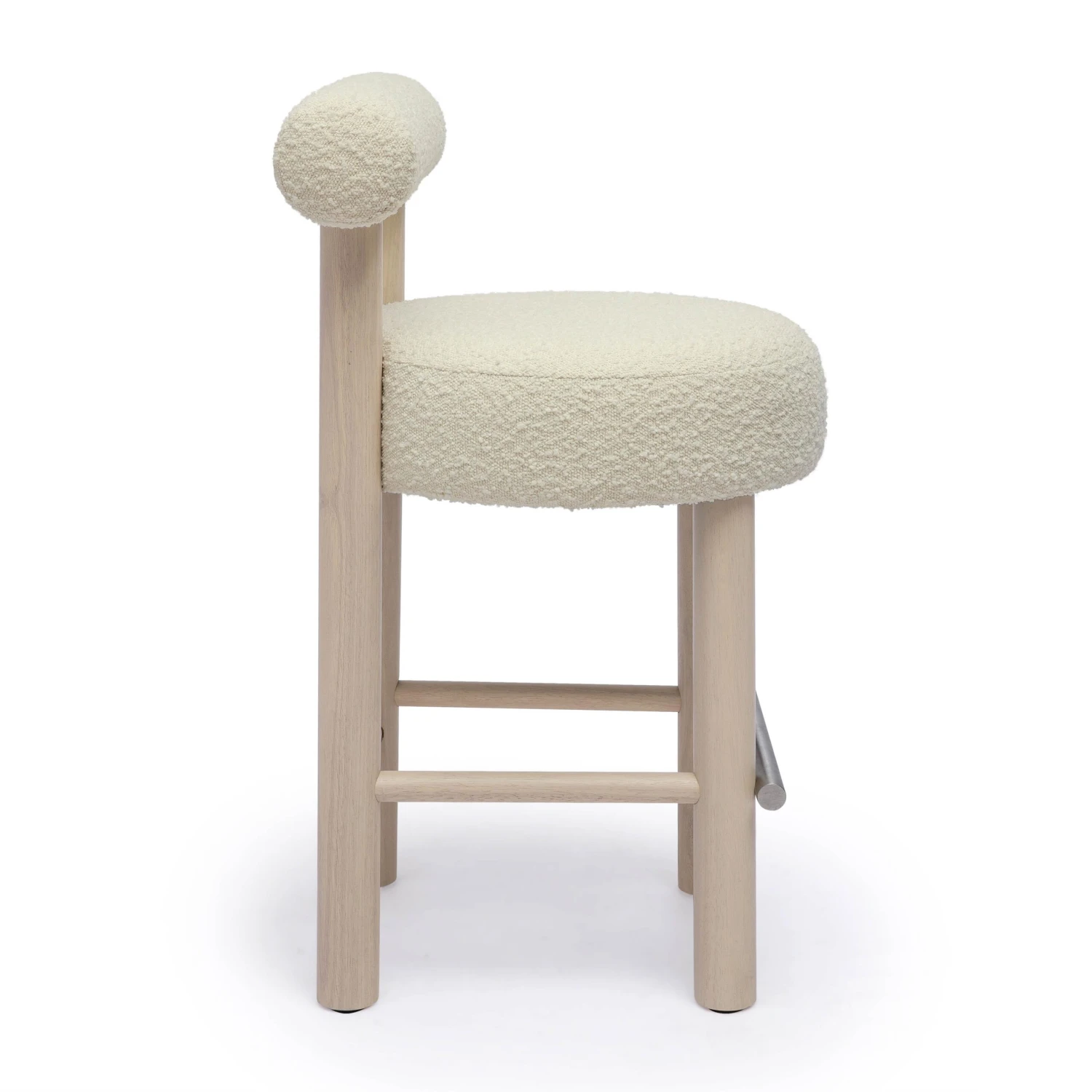 Carmel Cream Boucle And Solid Wood Counter Stool 4 Carmel Cream Boucle And Solid Wood Counter Stool - Image 4
