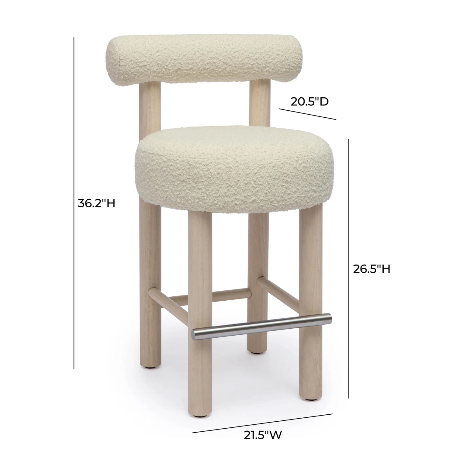 Carmel Cream Boucle And Solid Wood Counter Stool 7 Carmel Cream Boucle And Solid Wood Counter Stool - Image 7